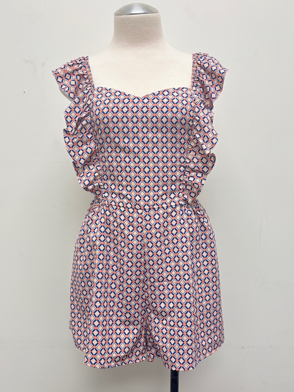 Geometric Ruffle Romper